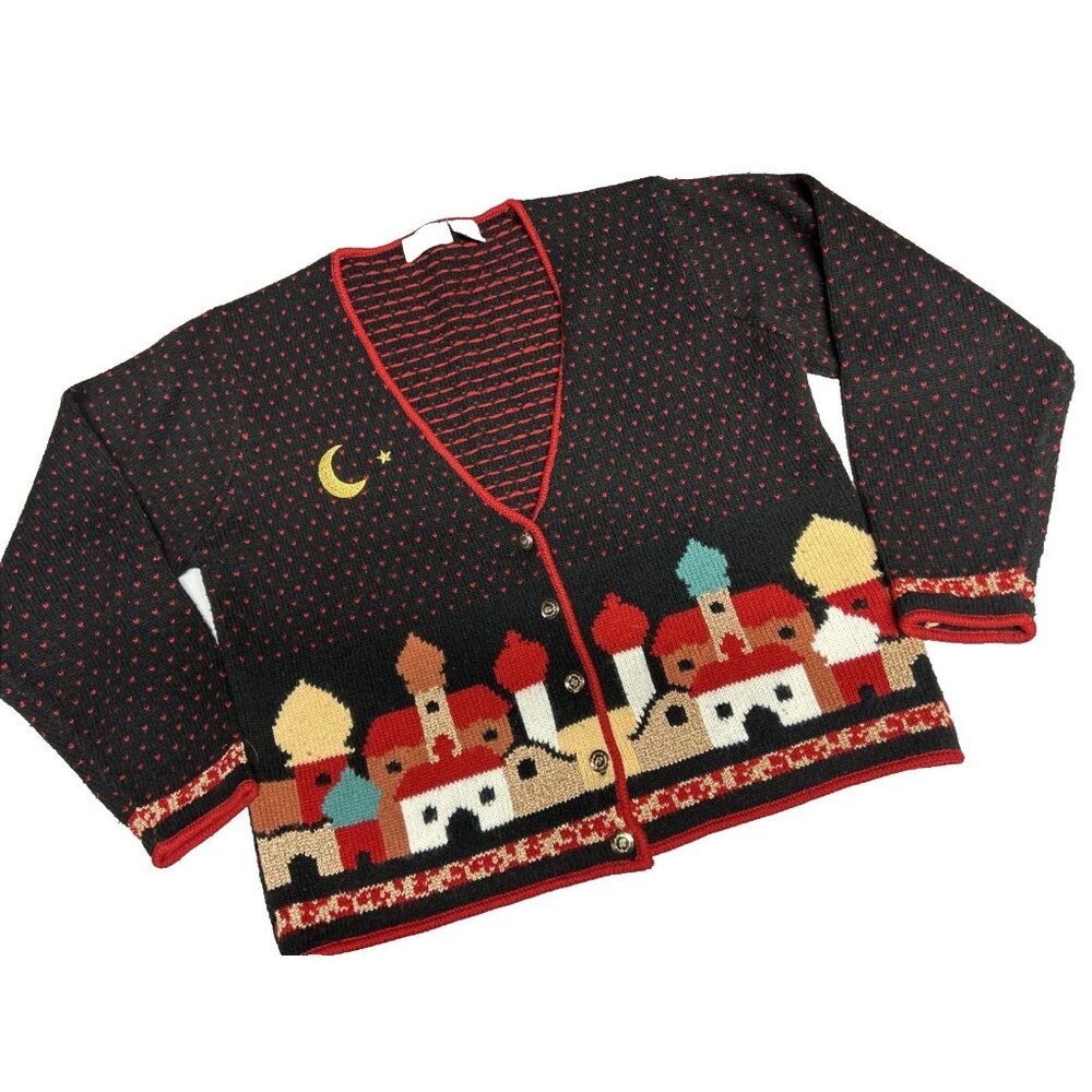 That's Me! Scenic Pictorial Cardigan Sweater Christmas Women’s M